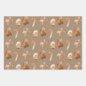 クラフト素朴ジンガーブレッドツリースターベルキャンディーケーン ラッピングペーパーシート (正面)