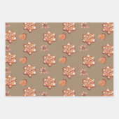 クラフト素朴ジンジャーブレッド星雪片の木 ラッピングペーパーシート (正面3)