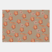 クラフト素朴ジンジャーブレッド星雪片の木 ラッピングペーパーシート (正面)