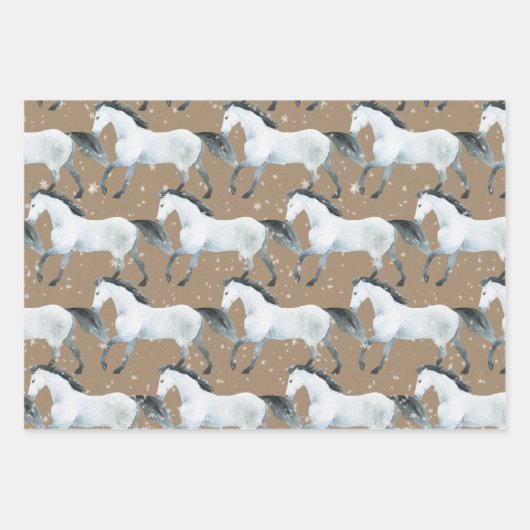 クラフト素朴スエレガントノーウィー白馬 ラッピングペーパーシート (正面2)