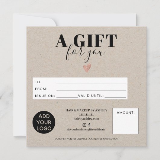 クラフト素朴スクエア商品券ロゴ (正面)