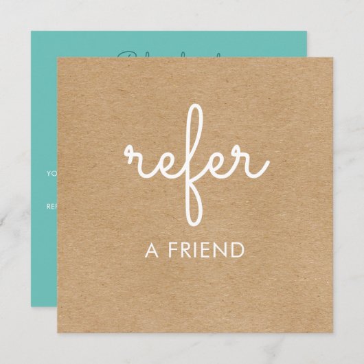 クラフト素朴スクリプエレガントト参照 サンキューカード (正面/裏面)