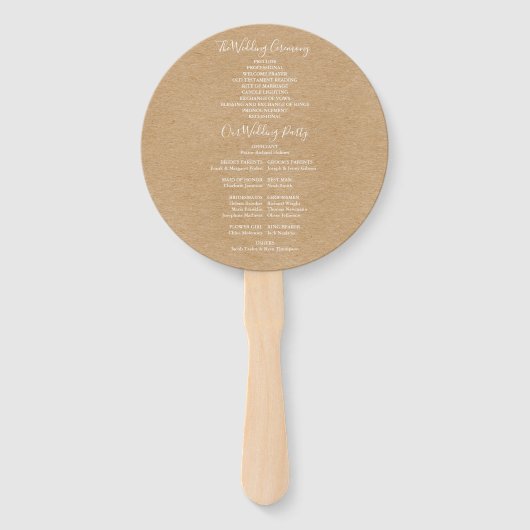 クラフト素朴スクリプエレガントト結婚式 プログラム ハンドファン (裏面)