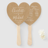 クラフト素朴スクリプト結婚式 プログラムハート ハンドファン (正面&裏面)