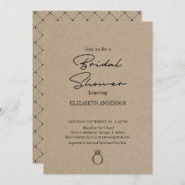 クラフト素朴スクリプモダントとリングや輪ブライダルシャワー 招待状