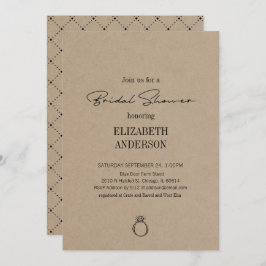 クラフト素朴スクリプモダントとリングや輪ブライダルシャワー 招待状