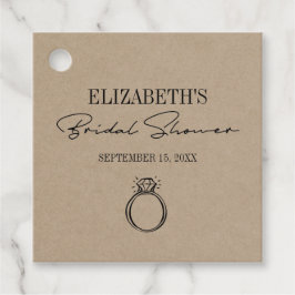 クラフト素朴スクリプモダントブライダルシャワーとリングや輪 フェイバータグ