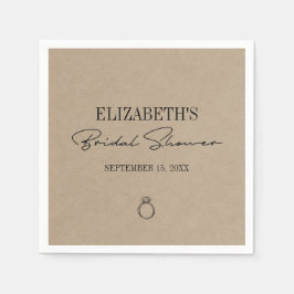 クラフト素朴スクリプモダントブライダルシャワー スタンダードカクテルナプキン