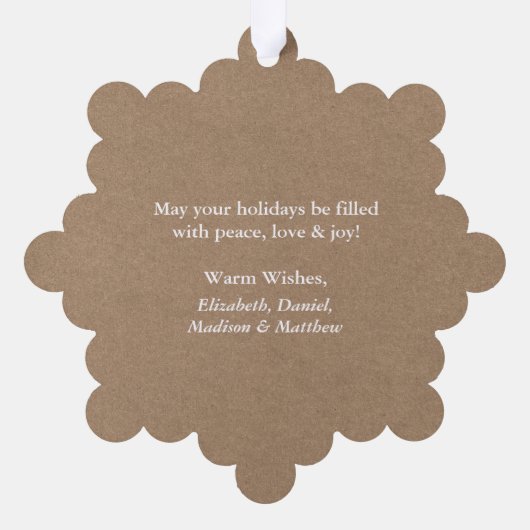 クラフト素朴スタイルメリークリスマスフォト オーナメントカード (裏面)