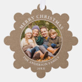 クラフト素朴スタイルメリークリスマスフォト オーナメントカード (正面)