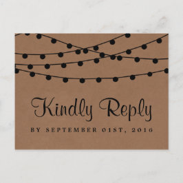 クラフト素朴ストリングライツ結婚コレクション インビテーションポストカード
