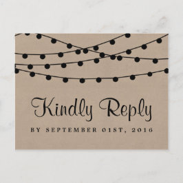 クラフト素朴ストリングライツ結婚コレクション インビテーションポストカード