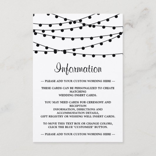 クラフト素朴ストリングライツ結婚コレクション エンクロージャーカード (正面)