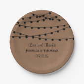 クラフト素朴ストリングライツ結婚コレクション ペーパープレート (正面)