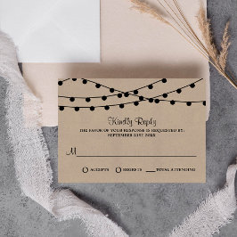 クラフト素朴ストリングライツ結婚コレクション 出欠カード