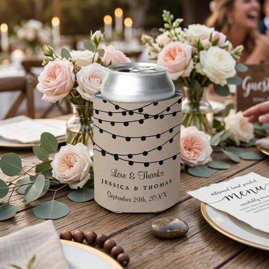 クラフト素朴ストリングライツ結婚コレクション 缶クーラー