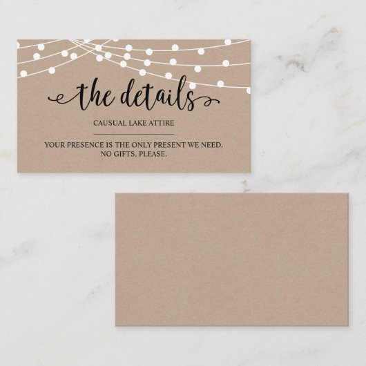 クラフト素朴ストリングライト，私たちの詳細，ウェブサイトE エンクロージャーカード (正面/裏面)