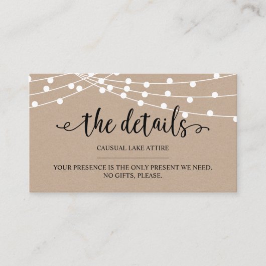 クラフト素朴ストリングライト，私たちの詳細，ウェブサイトE エンクロージャーカード (正面)