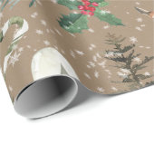 クラフト素朴スノイのトナカイ&オールデイトクリスマス ラッピングペーパー (ロールコーナー)