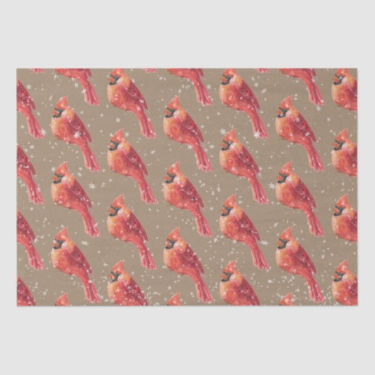 クラフト素朴スノーイクリスマスレッド（鳥）ショウジョウコウカンチョウバード 薄葉紙 (正面)