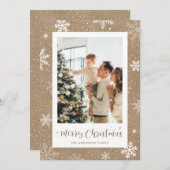 クラフト素朴スノーフレーク写真クリスマスカード シーズンカード (正面/裏面)
