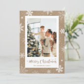 クラフト素朴スノーフレーク写真クリスマスカード シーズンカード (スタンド正面)