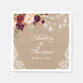 クラフト素朴ズ結婚ジャールライトフローラレース スタンダードカクテルナプキン (正面)