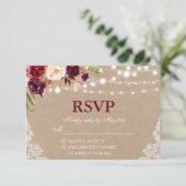 クラフト素朴ズ結婚ライツレースフローラRSVP B 出欠カード (スタンド正面)