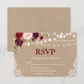 クラフト素朴ズ結婚ライツレースフローラRSVP B 出欠カード (正面/裏面)