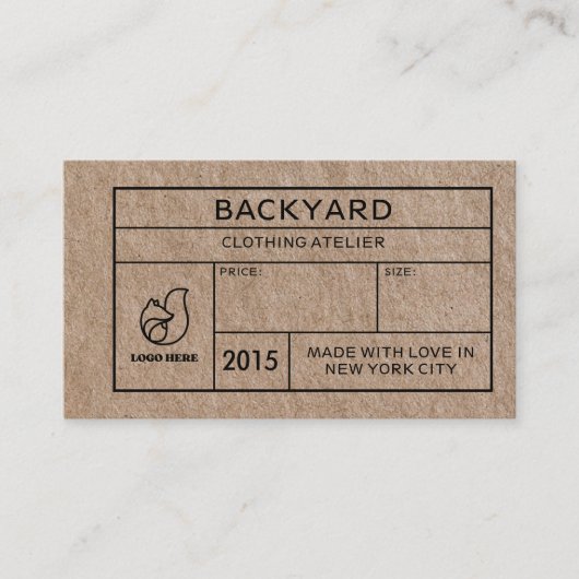 クラフト素朴ソーシャルメディアのアイコン服のつるラベル 名刺 (正面)