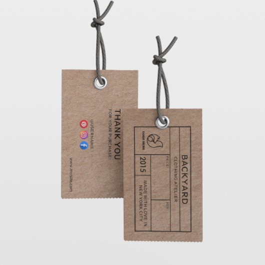 クラフト素朴ソーシャルメディアのアイコン服のつるラベル 名刺