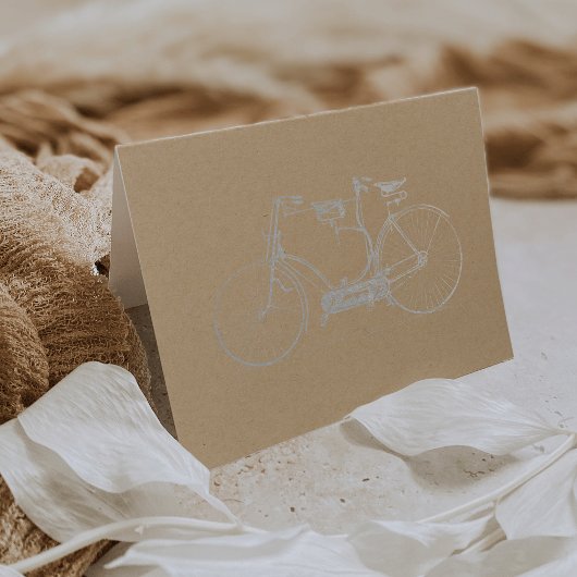 クラフト素朴タンデム自転車 | シルバー 箔カード