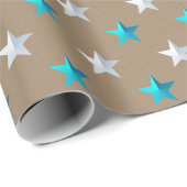 クラフト素朴ターコイズブルーシルバーホリデイ ラッピングペーパー (ロールコーナー)
