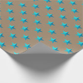 クラフト素朴ターコイズブルースターズホリデイ ラッピングペーパー (角)