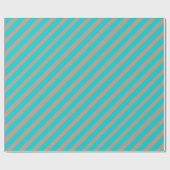 クラフト素朴ターコイズブルーワイドストライプホリデイ ラッピングペーパー (フラット)