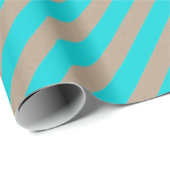 クラフト素朴ターコイズブルーワイドストライプホリデイ ラッピングペーパー (ロールコーナー)