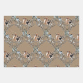 クラフト素朴ダスティブルー冬の鳥の巣 ラッピングペーパーシート (正面)