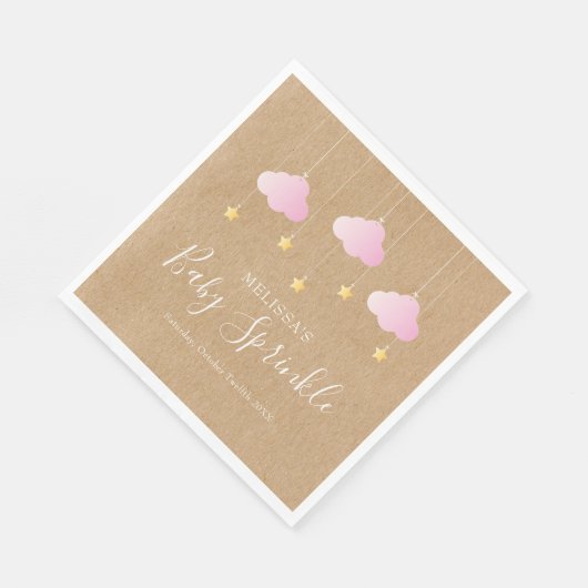 クラフト素朴トインクル散水赤ちゃんシャワーピンク スタンダードランチョンナプキン (角)