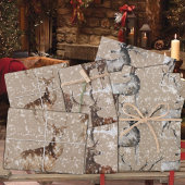 クラフト素朴トナディアスタグサイズの〔雄ジカの〕枝角 ラッピングペーパーシート