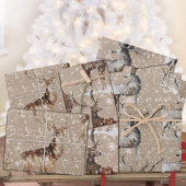 クラフト素朴トナディアスタグサイズの〔雄ジカの〕枝角 ラッピングペーパーシート