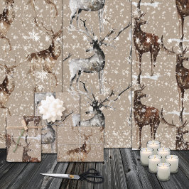 クラフト素朴トナディアスタグサイズの〔雄ジカの〕枝角 ラッピングペーパーシート