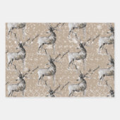 クラフト素朴トナディアスタグサイズの〔雄ジカの〕枝角 ラッピングペーパーシート (正面)