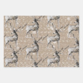 クラフト素朴トナディアスタグサイズの〔雄ジカの〕枝角 ラッピングペーパーシート (正面)