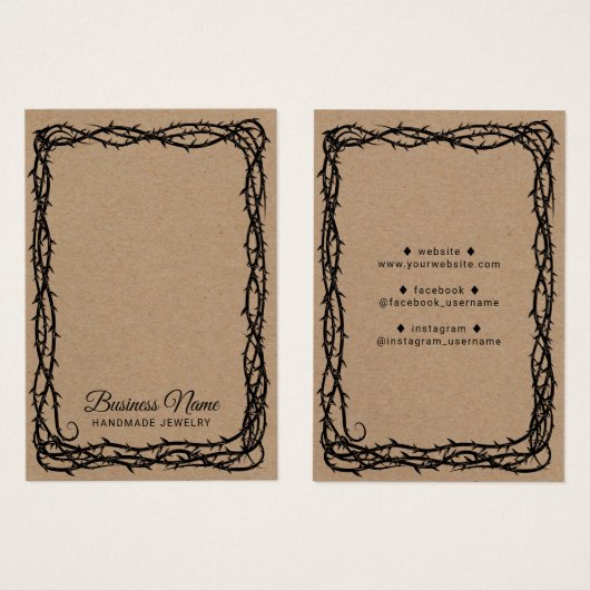 クラフト素朴トーンつる植物ジュエリーイヤリングディスプレイ (正面&裏面)