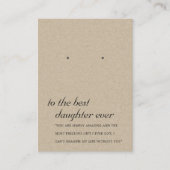 クラフト素朴ドーターフレンドイヤリングディスプレイカード プレイスカード (正面)