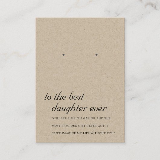 クラフト素朴ドーターフレンドイヤリングディスプレイカード プレイスカード (正面)