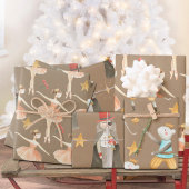 クラフト素朴ナツクラッカーバレエクリスマスホリデー ラッピングペーパーシート