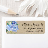 クラフト素朴ネイビーブルー白い緑の水色 ラベル (インサイチュ)