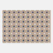 クラフト素朴ネイビー金ゴールドシルバースタークリスマス ラッピングペーパーシート (正面2)