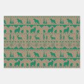 クラフト素朴ノルディックセーター冬の動物3色 ラッピングペーパーシート (正面3)